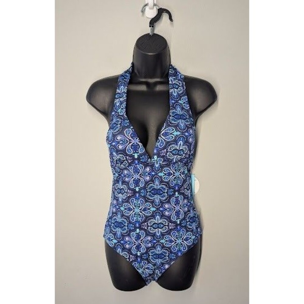 NWT Sol Borne Blue Paisley One Piece Swimsuit Size M Brand New